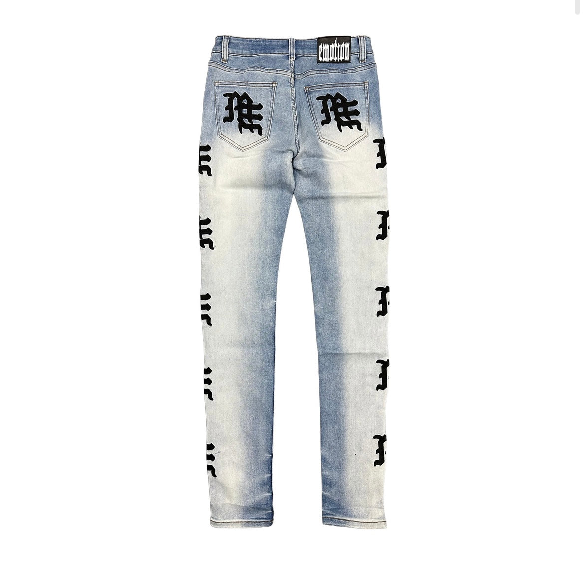 Mixed Emotion Monogram Light Blue Wash Denim