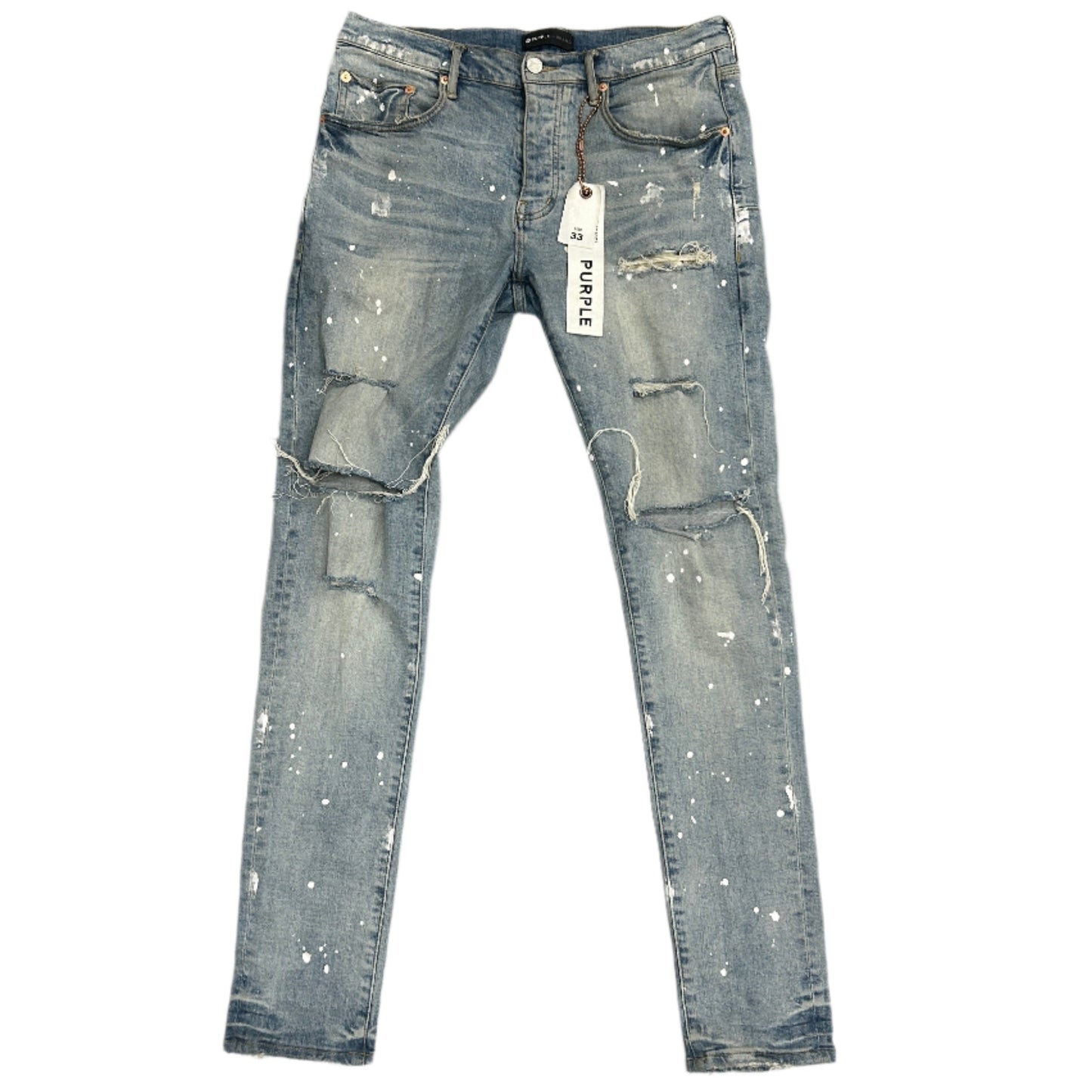 Purple P001 Lightwash White Paint Splatter Jeans