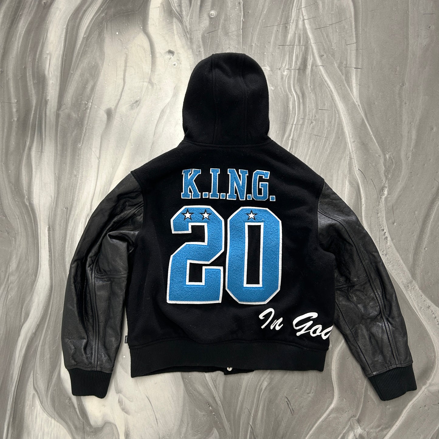Supreme King Hooded Varsity Jacket Black