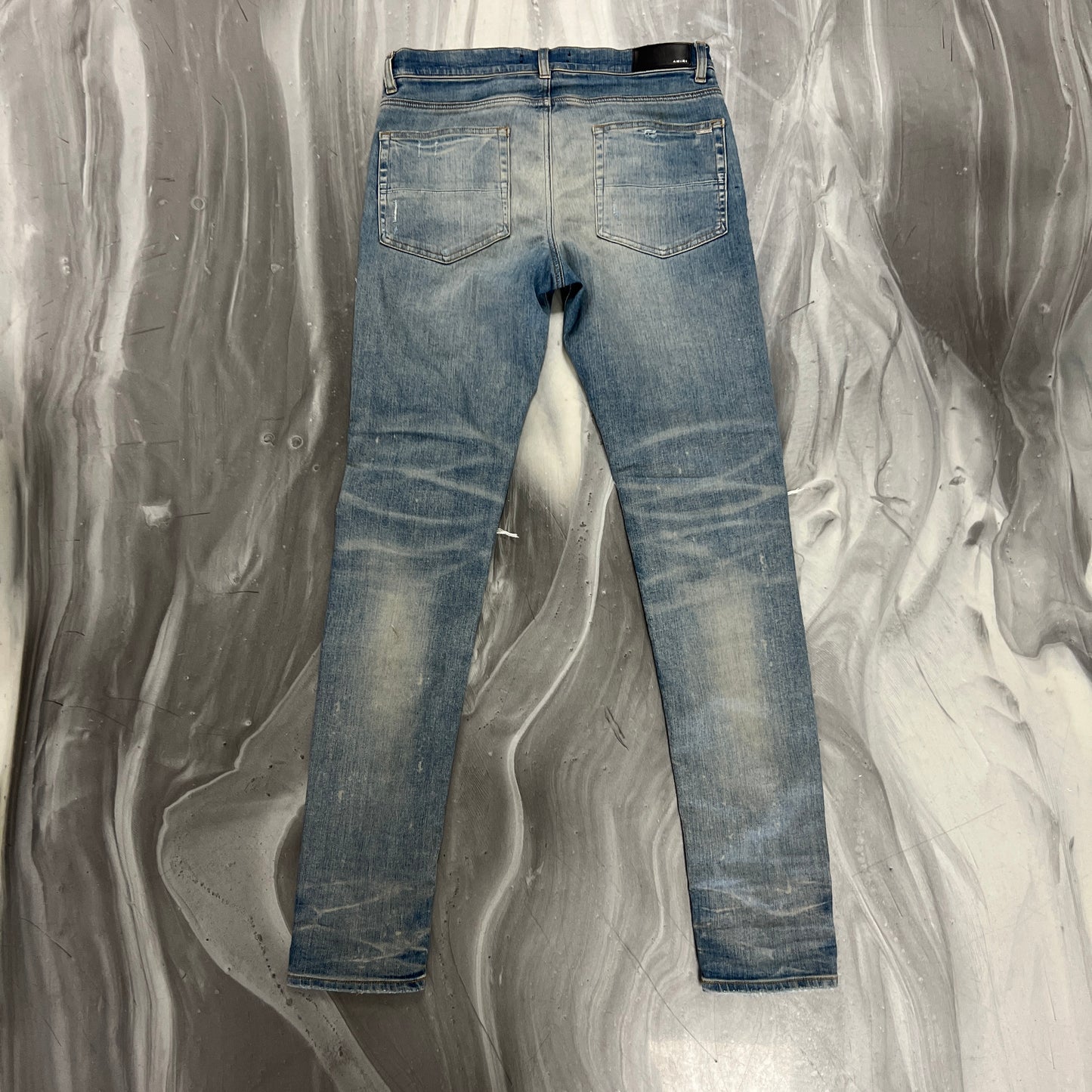 Amiri White Patch MX1 Light Wash Denim Jeans