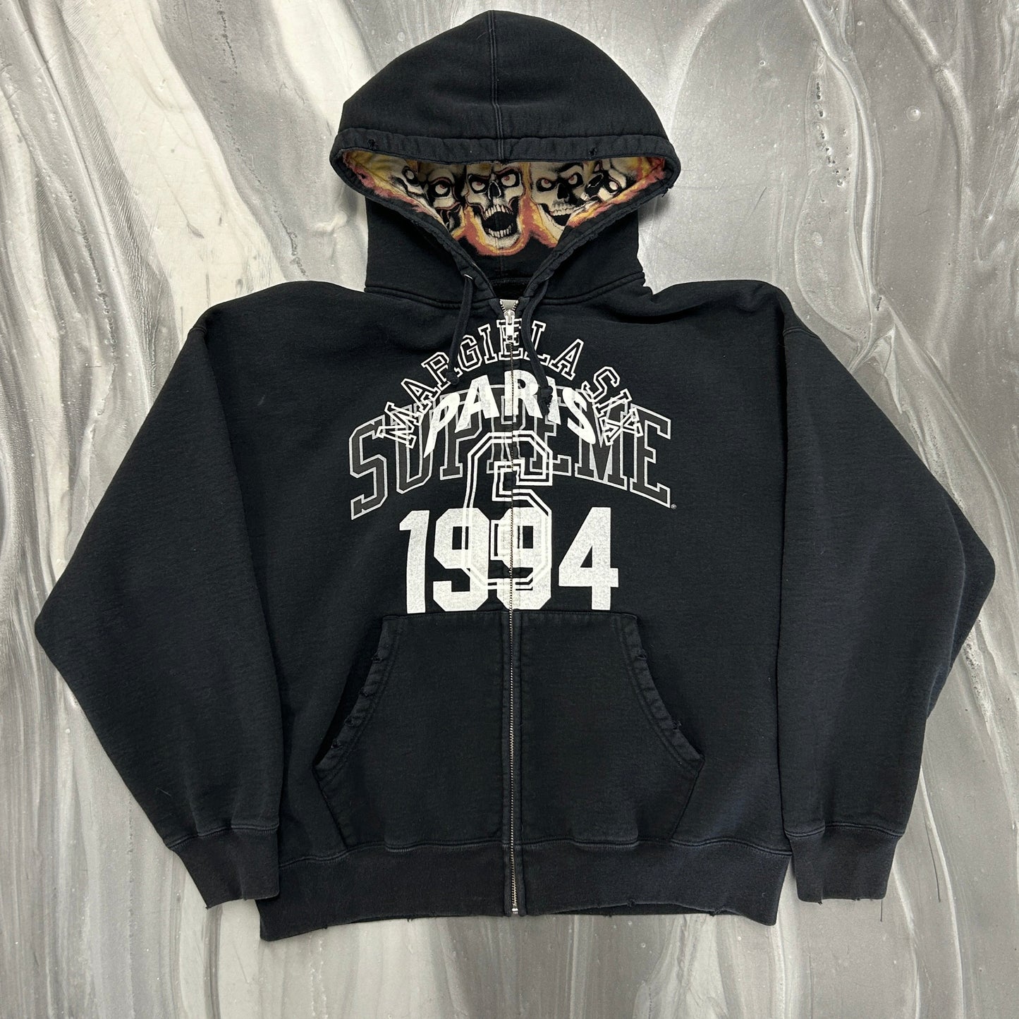 Supreme x MM6 Maison Margiela Zip Up Hooded Sweatshirt Black