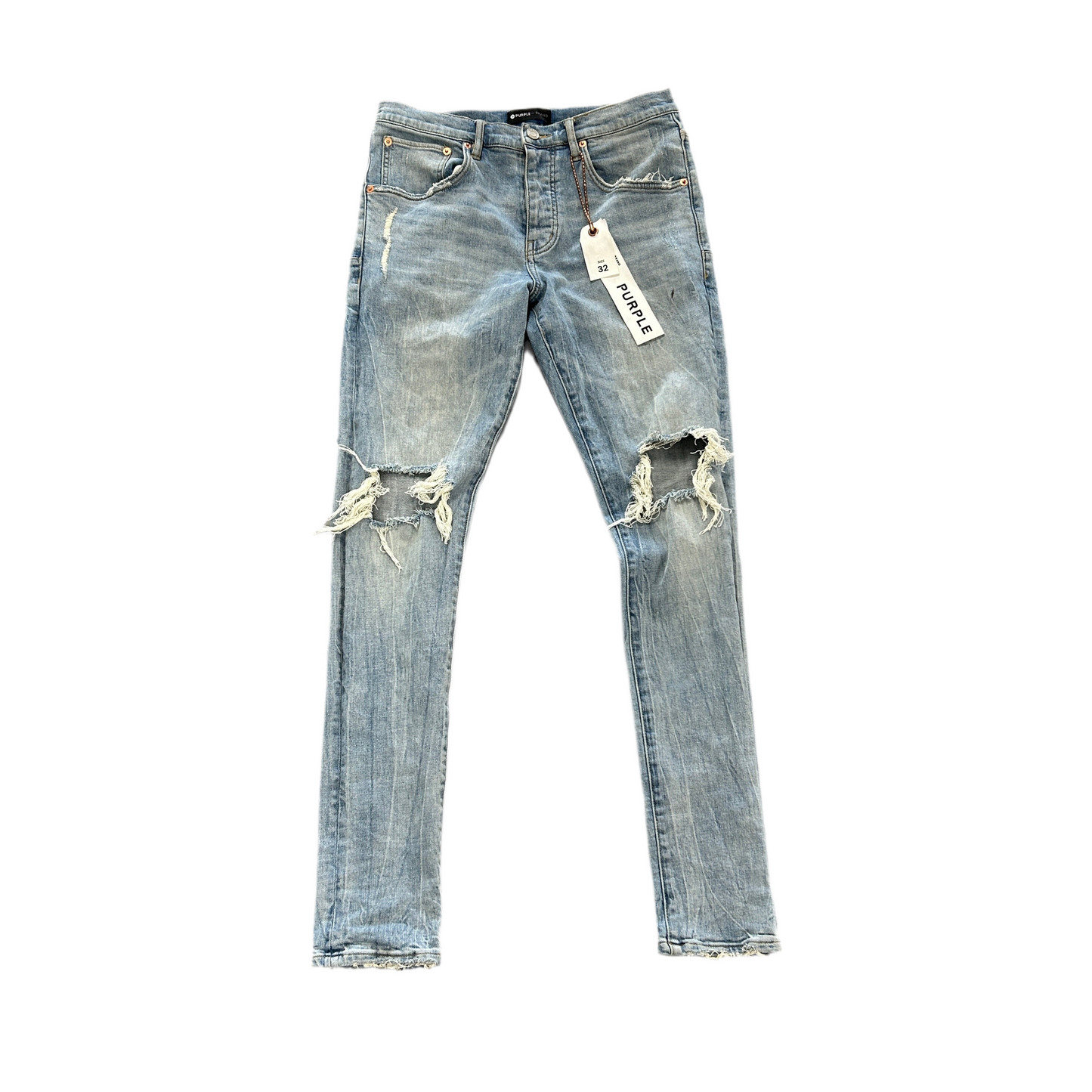 Purple Brand P002 Ripped Light Wash Blue Jeans