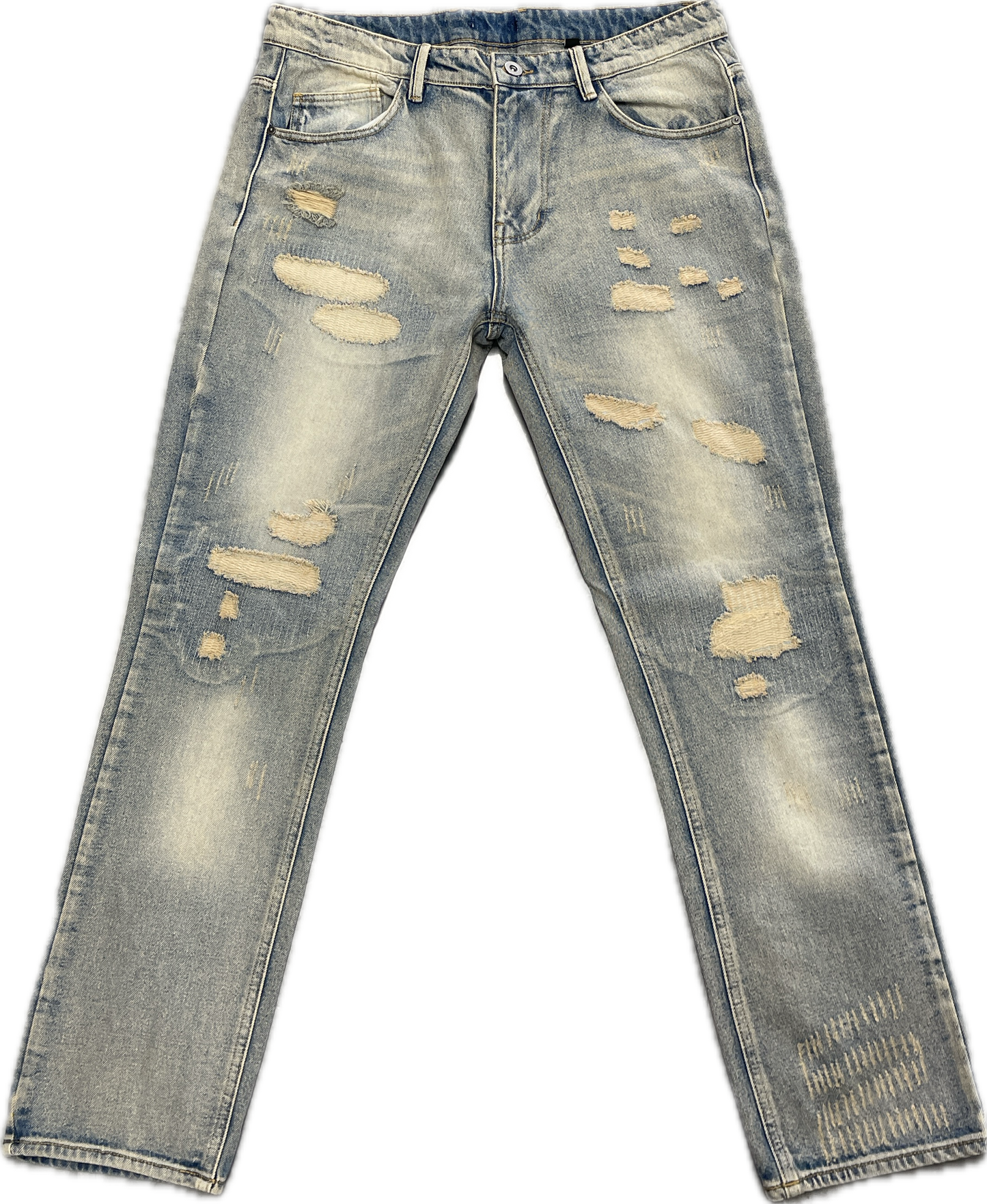 Denim con lavado claro desgastado (USADO)