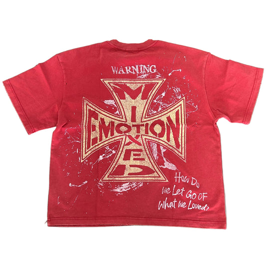 Mixed Emotion Red Crimson Tee — back — Cold Shoulder Kicks Palm Beach
