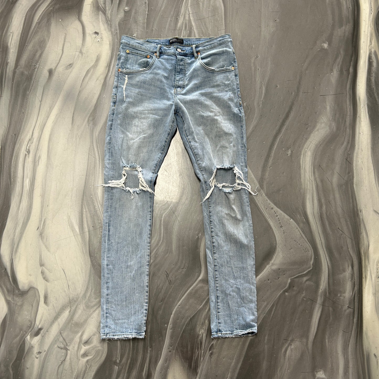 Purple Brand P002 Light Blue Ripped Jeans