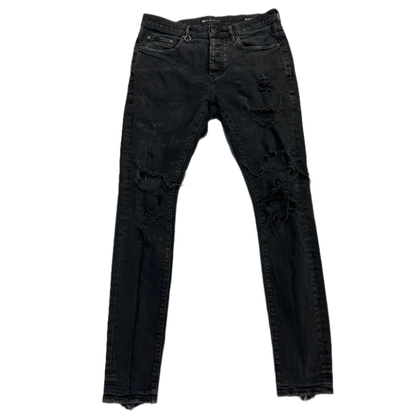 Purple P001 Black Ripped Jeans