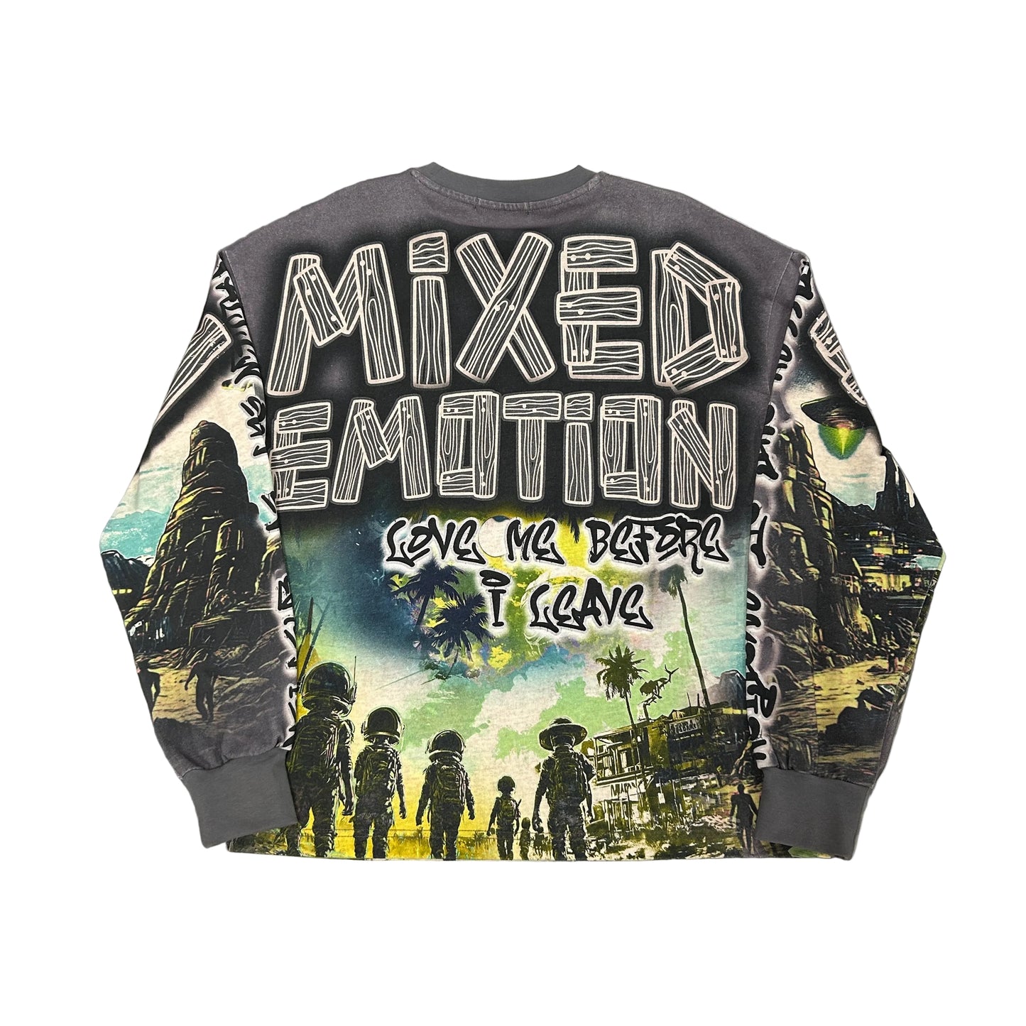 Mixed Emotion Grey UFO Long Sleeve Tee