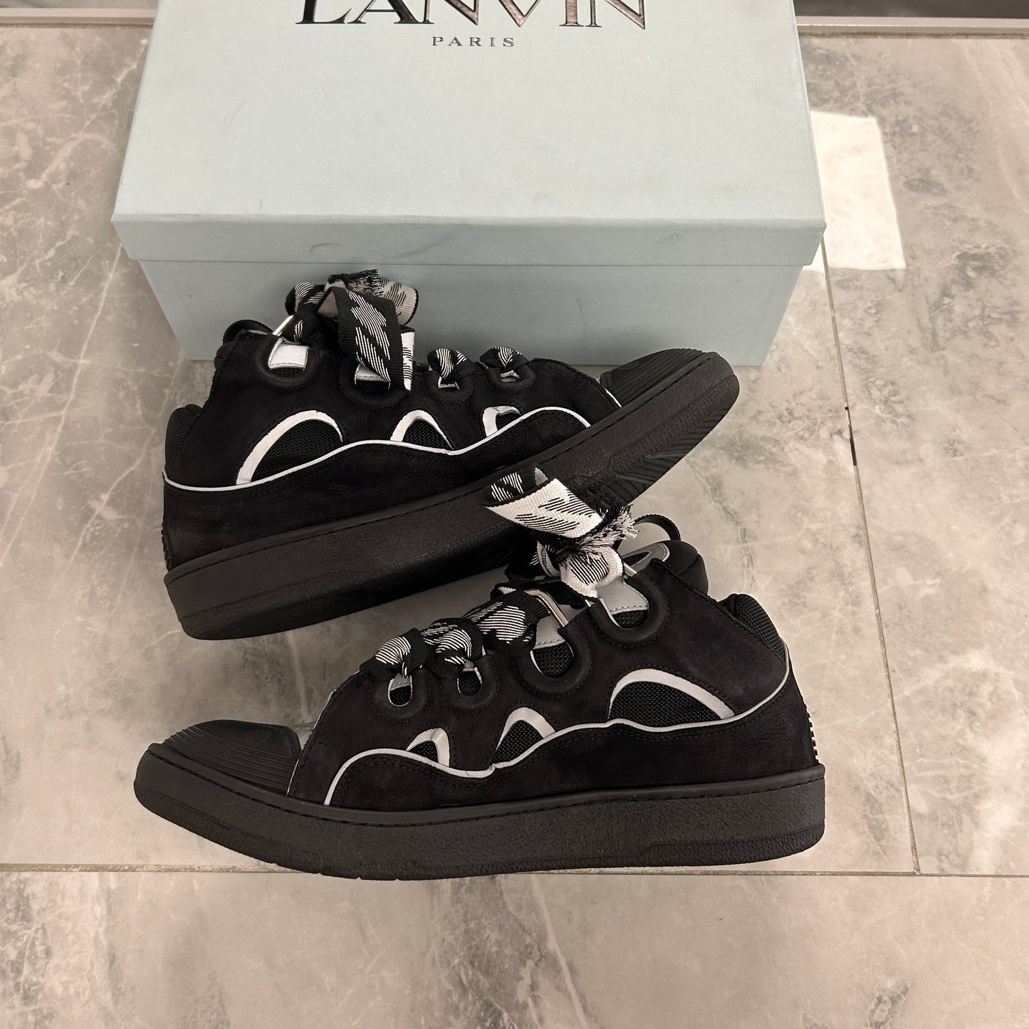 Lanvin Curb Sneakers 'Black Grey' (USED)