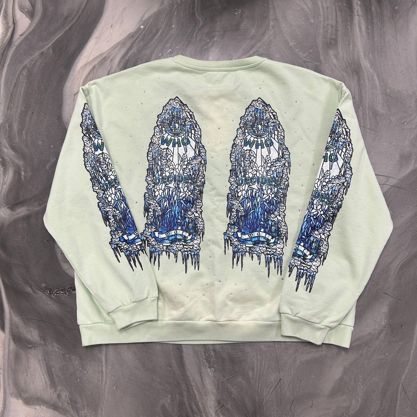 Who Decides War Green Iced Glass Sweatshirt