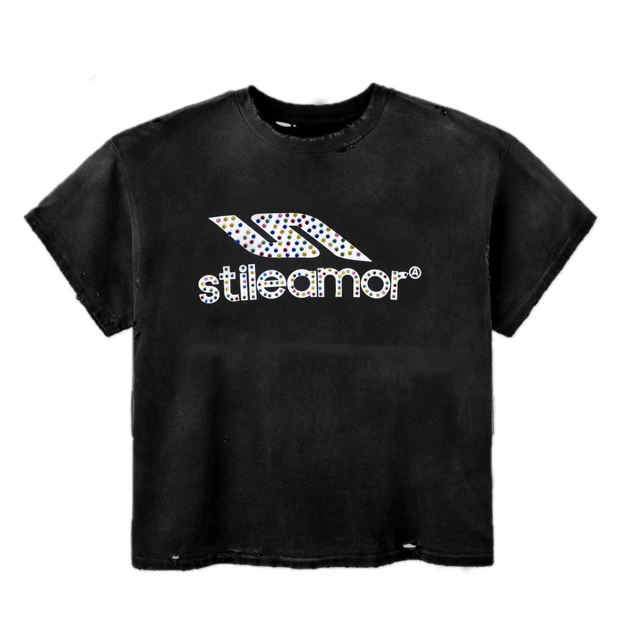 Stile Dé Amor Colorãto rhinestone tee in black