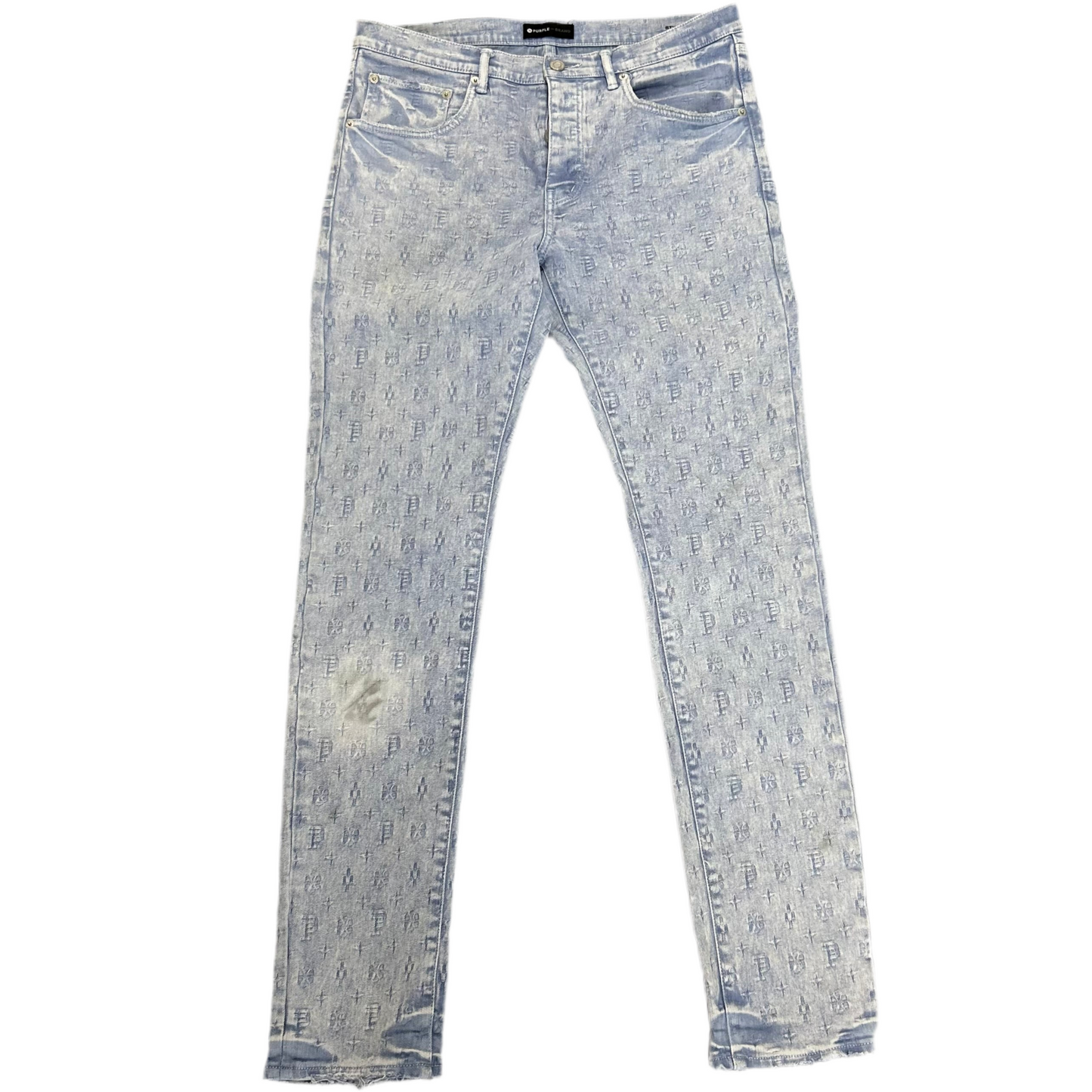 Purple Brand Allure-jacquard Monogram Denim Jeans - Blue