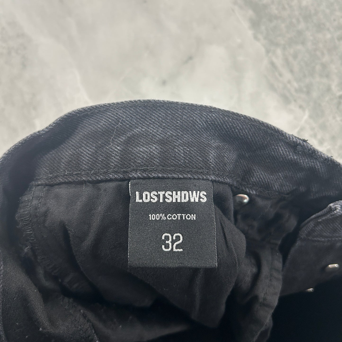 LostShdws Embossed Denim Pants Black