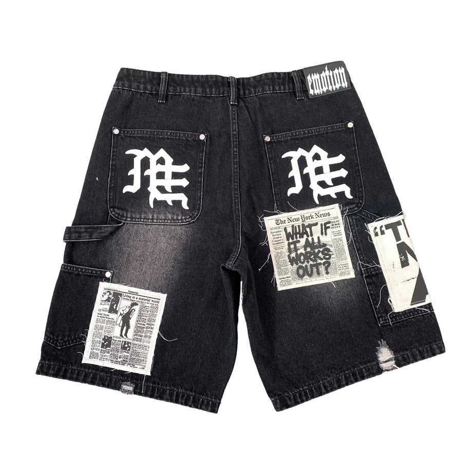 Mixed Emotion Black AI Denim Shorts