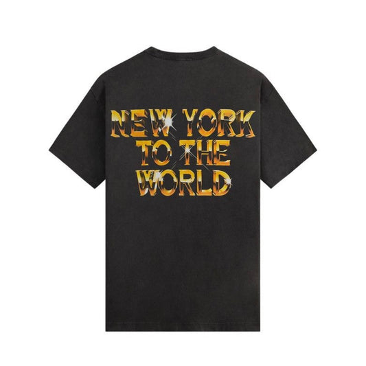 Kith for the New York Knicks Gold Vintage Jones tee in black — view 2