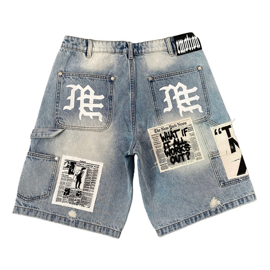Mixed Emotion Blue AI Denim Shorts