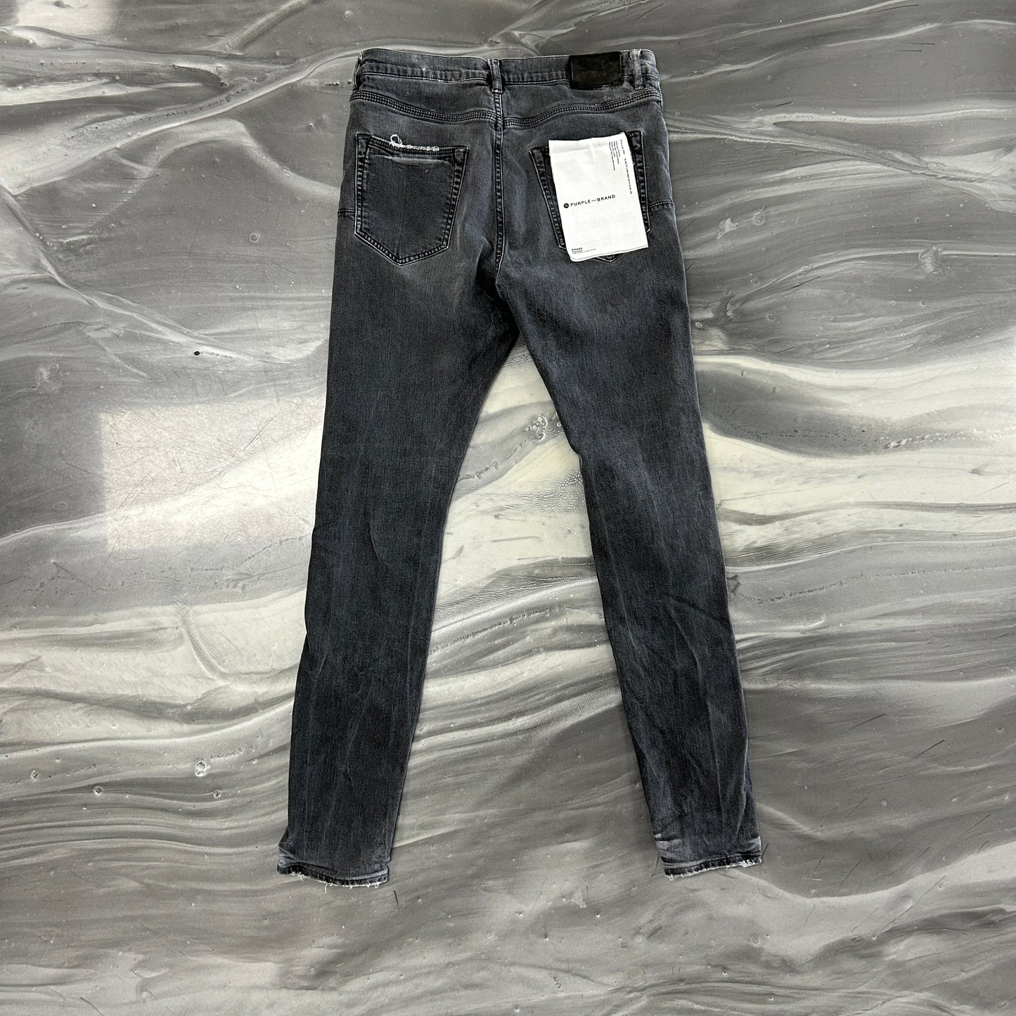 Purple Brand P001 distressed skinny jeans in grey — view 3
