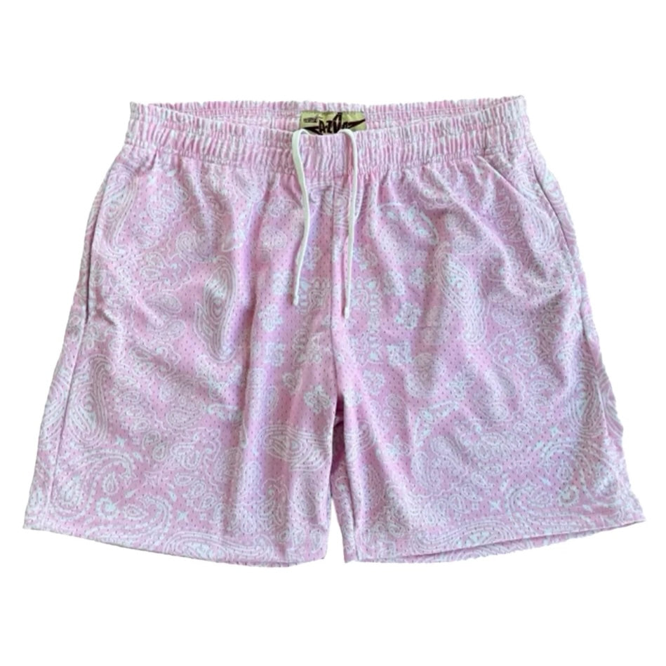 AZVA PINK PAISLEY MESH SHORTS