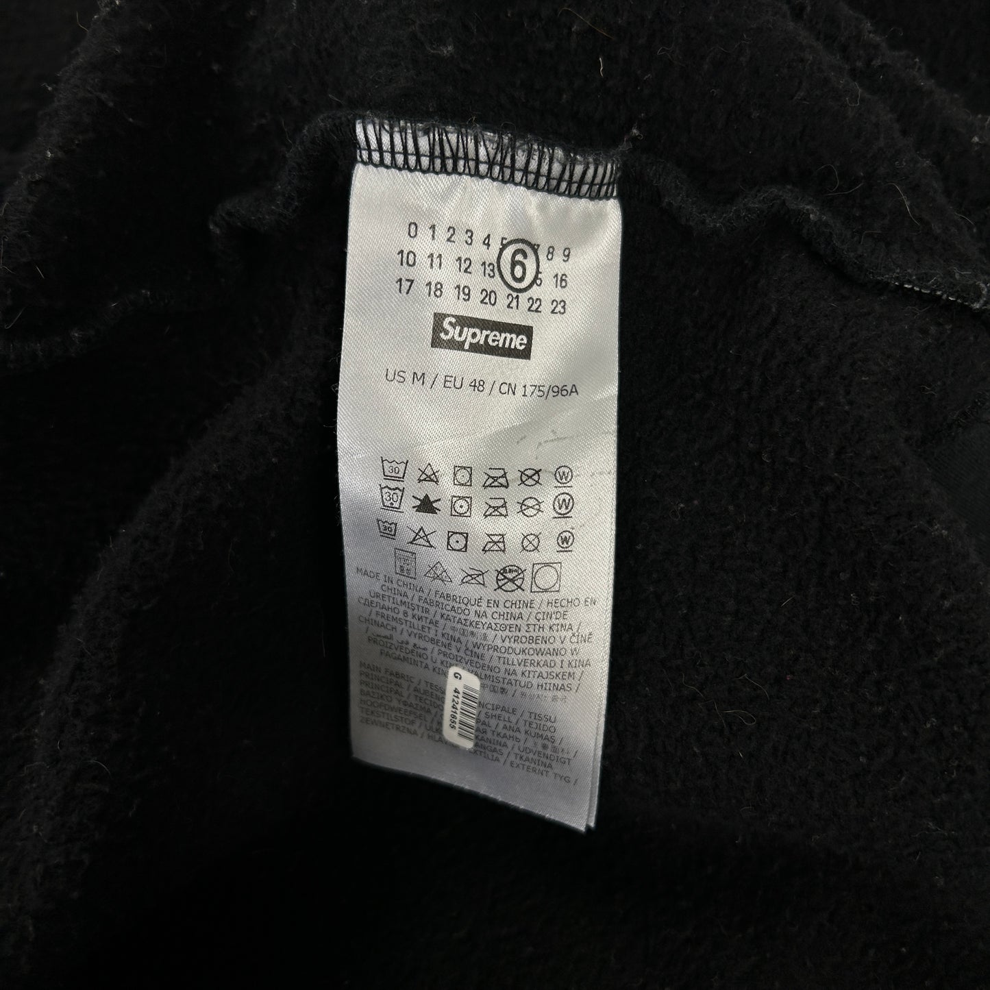 Supreme x MM6 Maison Margiela Zip Up Hooded Sweatshirt Black