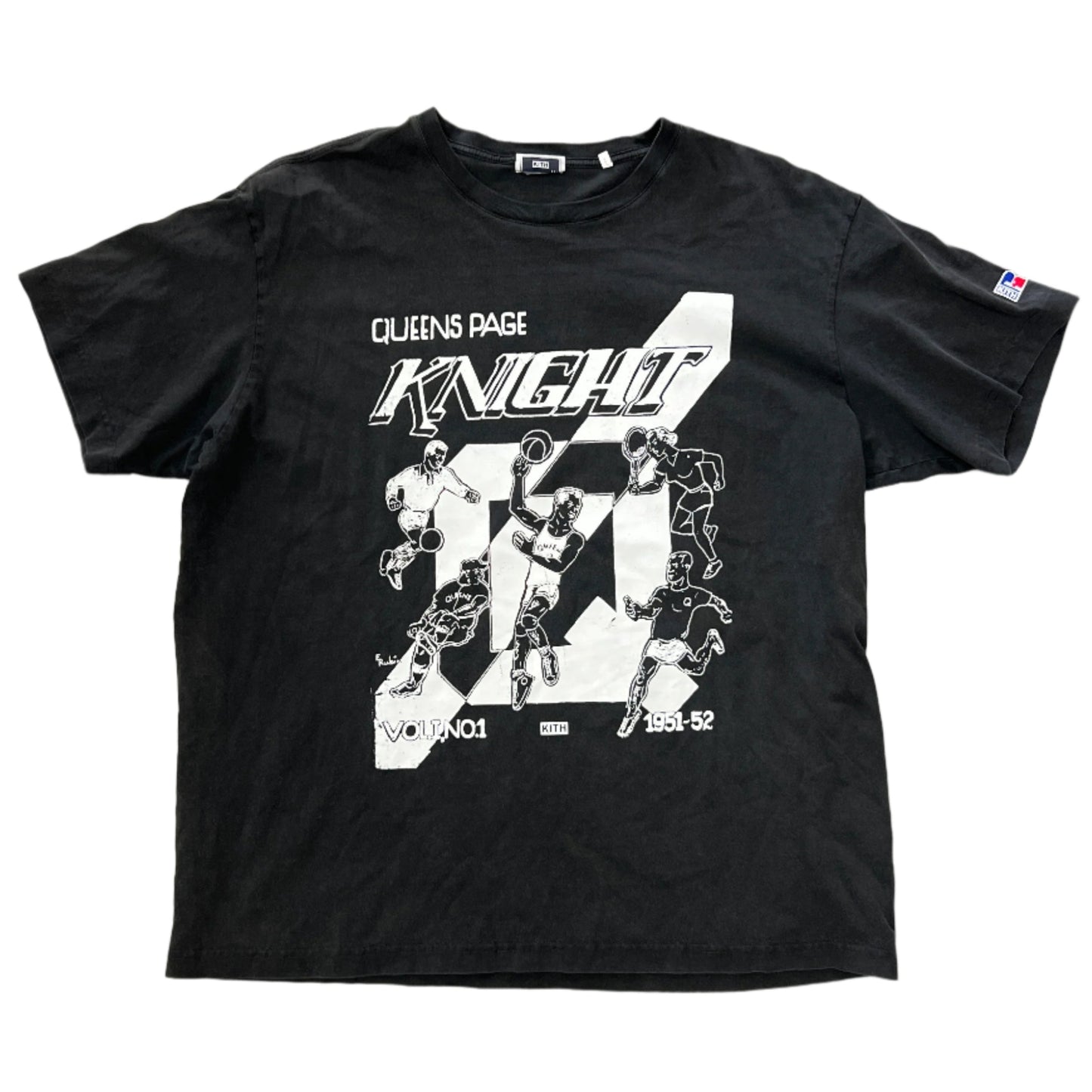 Kith X Russell Queens Knights Vintage Washed Black Tee