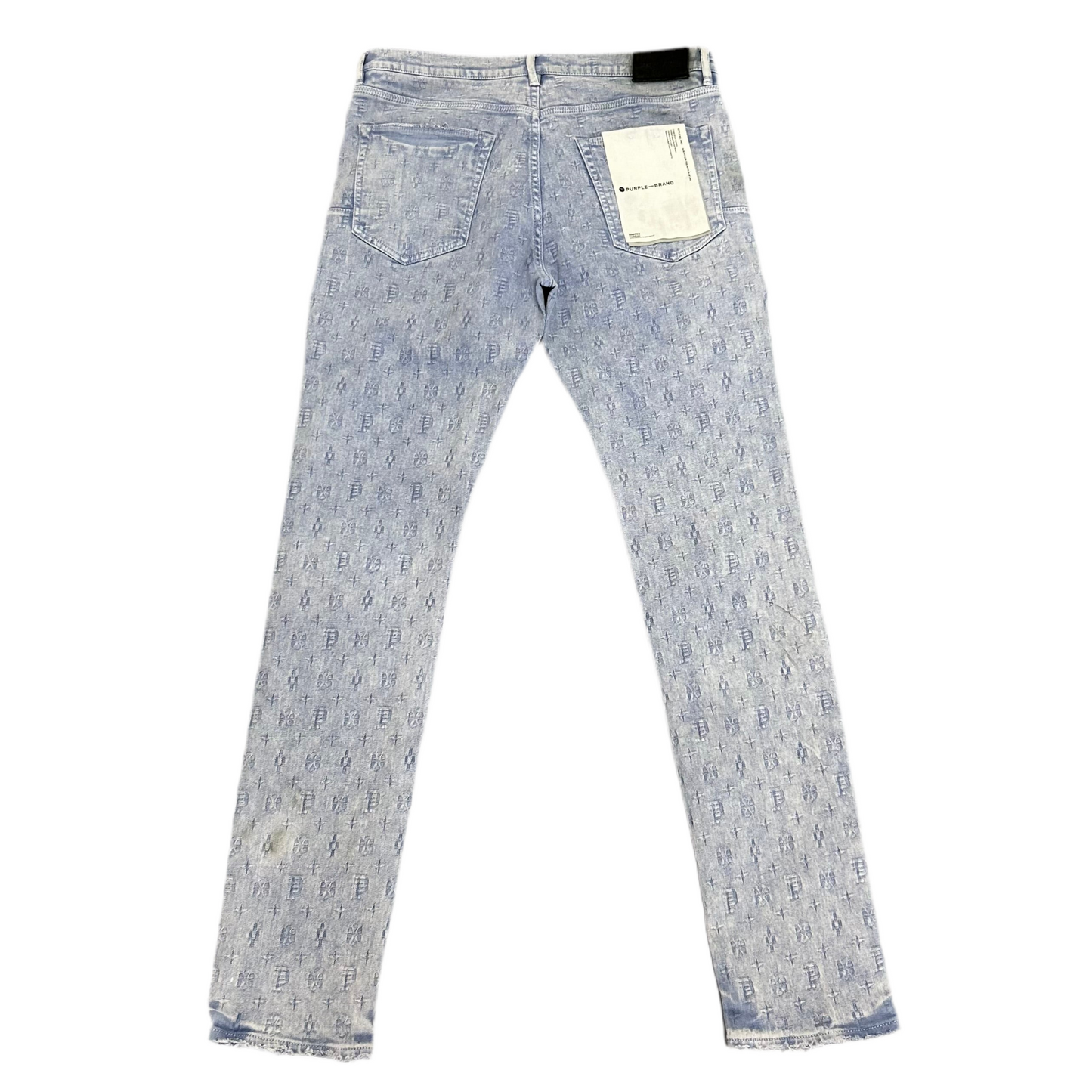 Purple Brand Allure-jacquard Monogram Denim Jeans - Blue