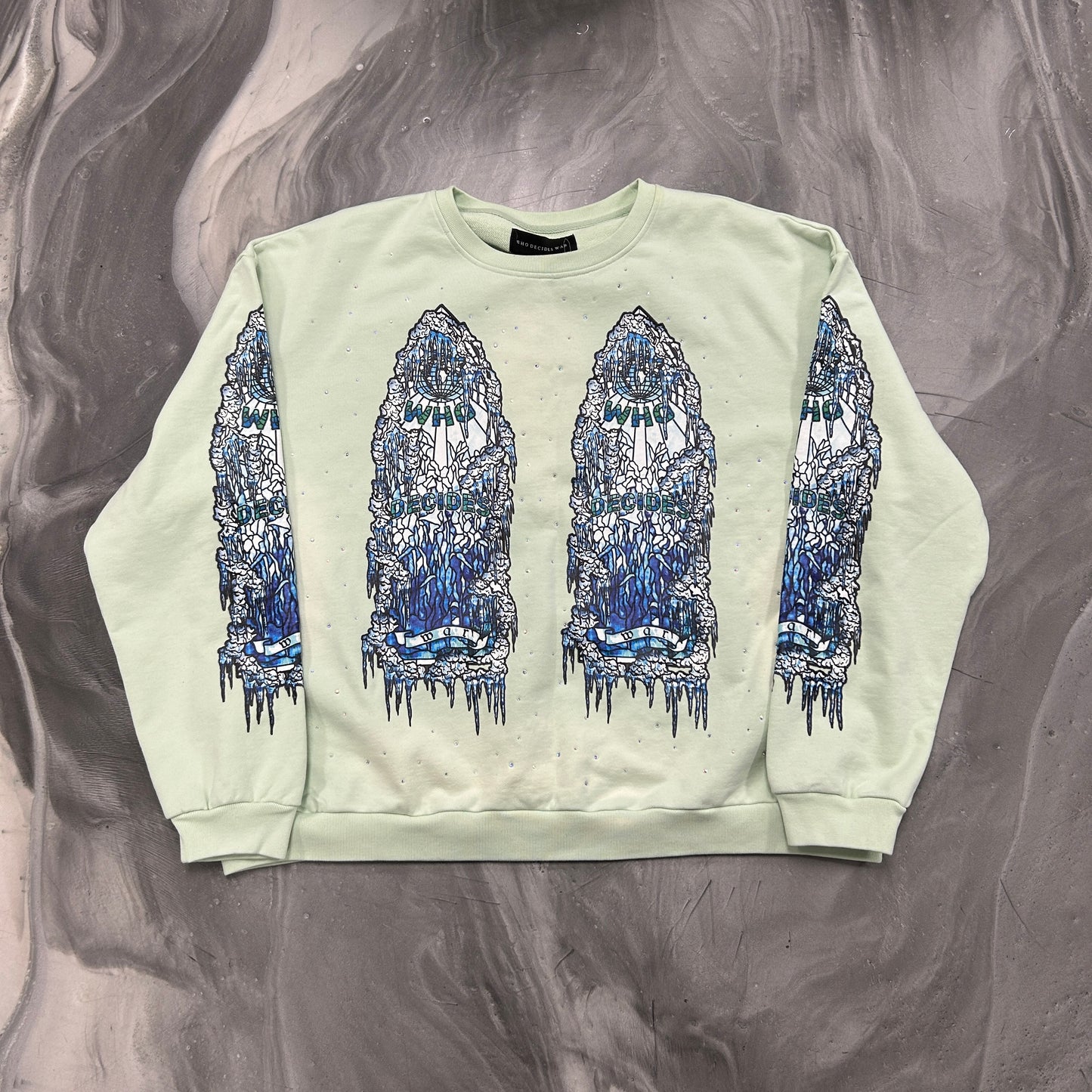 Who Decides War Green Iced Glass Sweatshirt