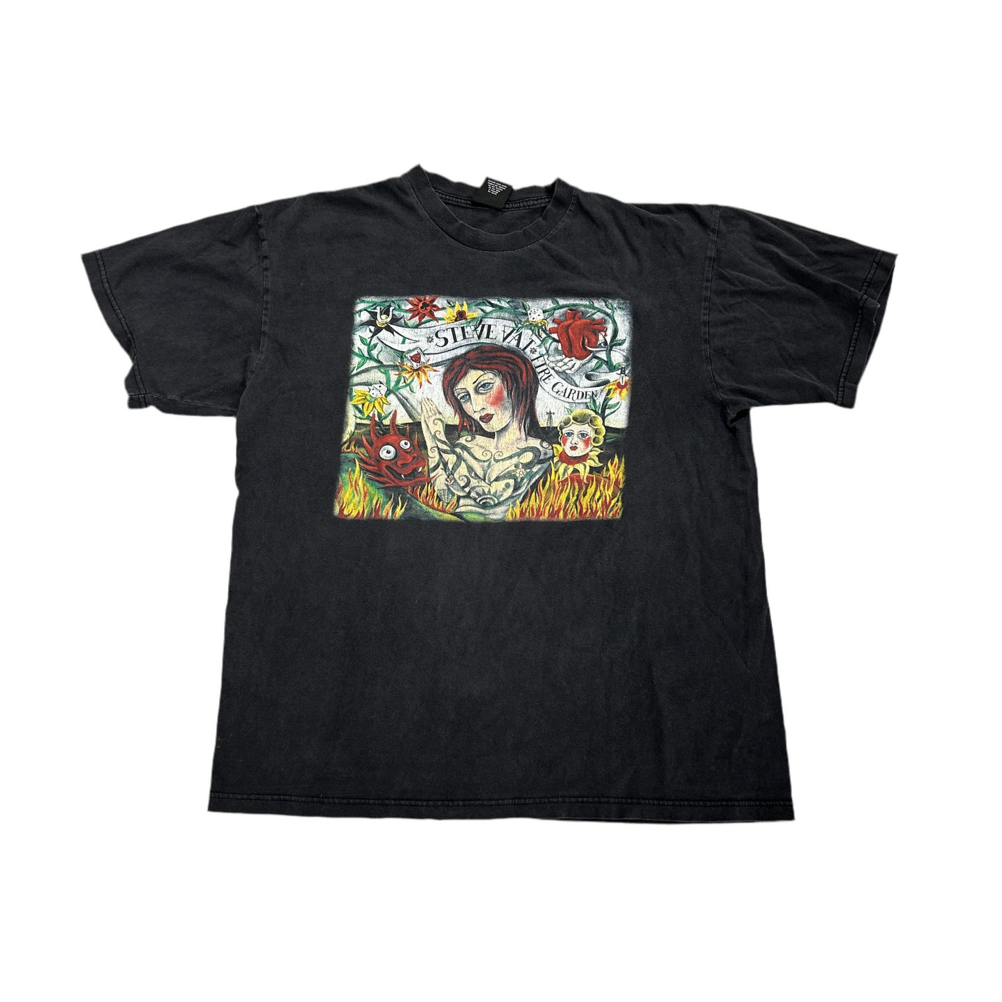 Vintage 90s Steve Vai Fire Garden Band Tee
