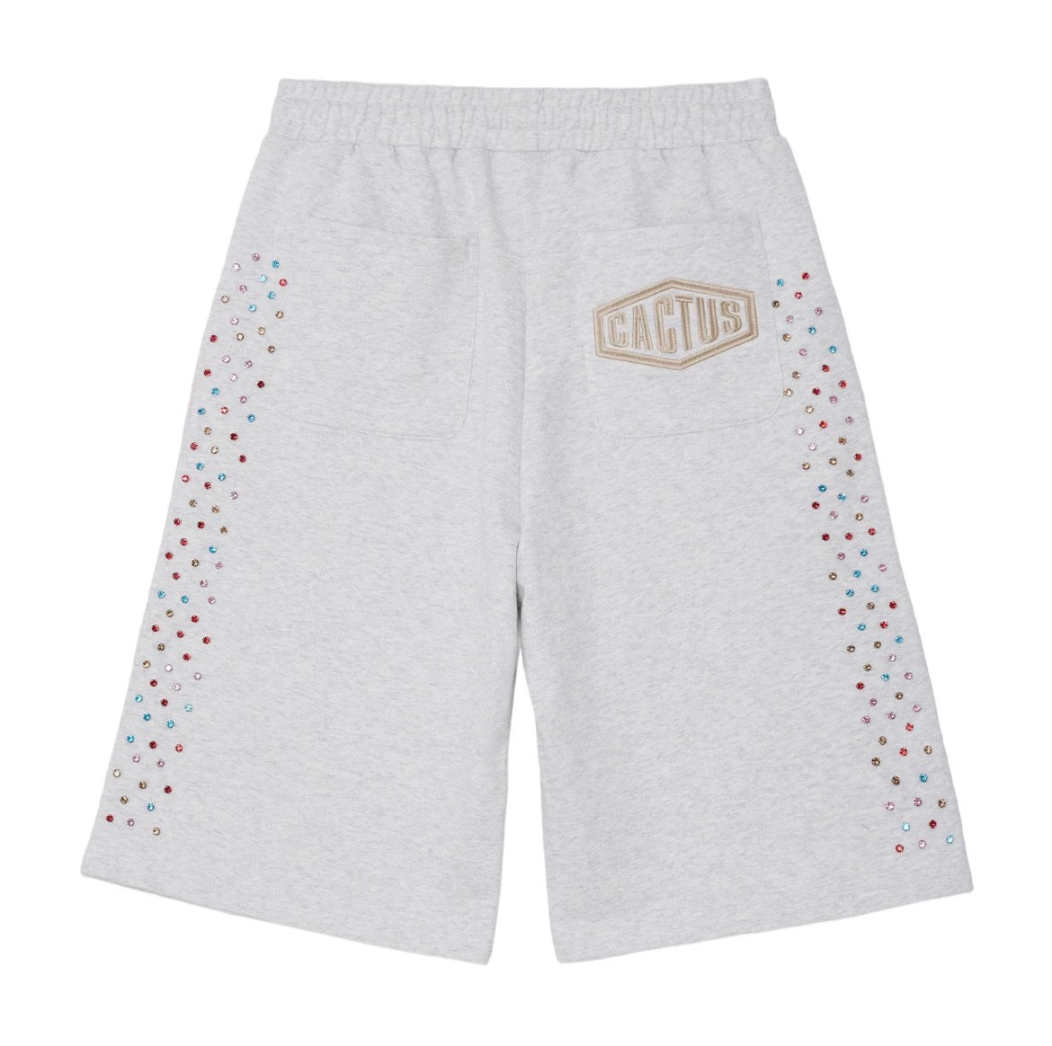 AZVA CRYSTAL CACTUS SWEAT SHORTS GREY