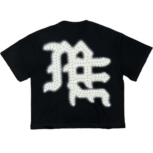 Mixed Emotion End rhinestone tee in black — view 2