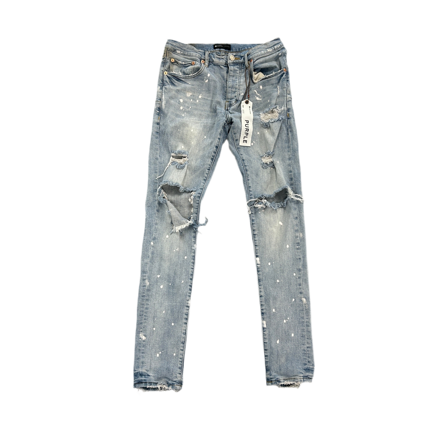Purple Jeans P001 Blue Ripped Paint Splatter