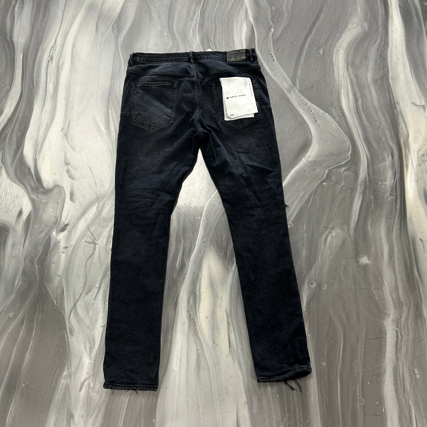Purple Brand P002 Black One Leg Rip Jeans