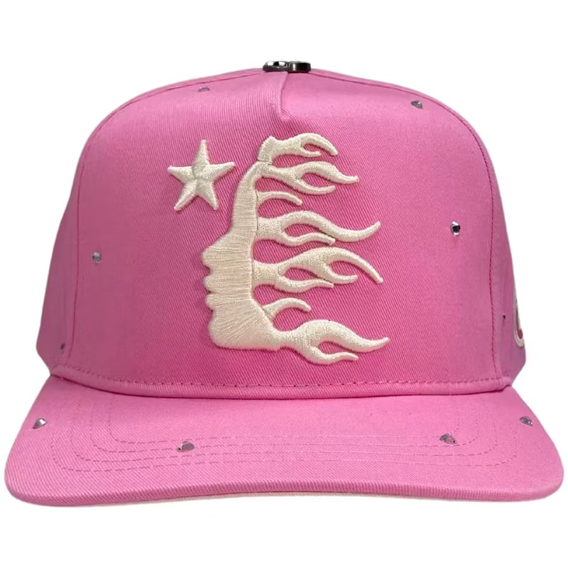 Hellstar Rhinestone Snapback Hat Pink/Cream