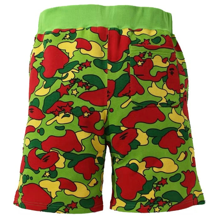 Bape Red Yellow Green Camo Shorts