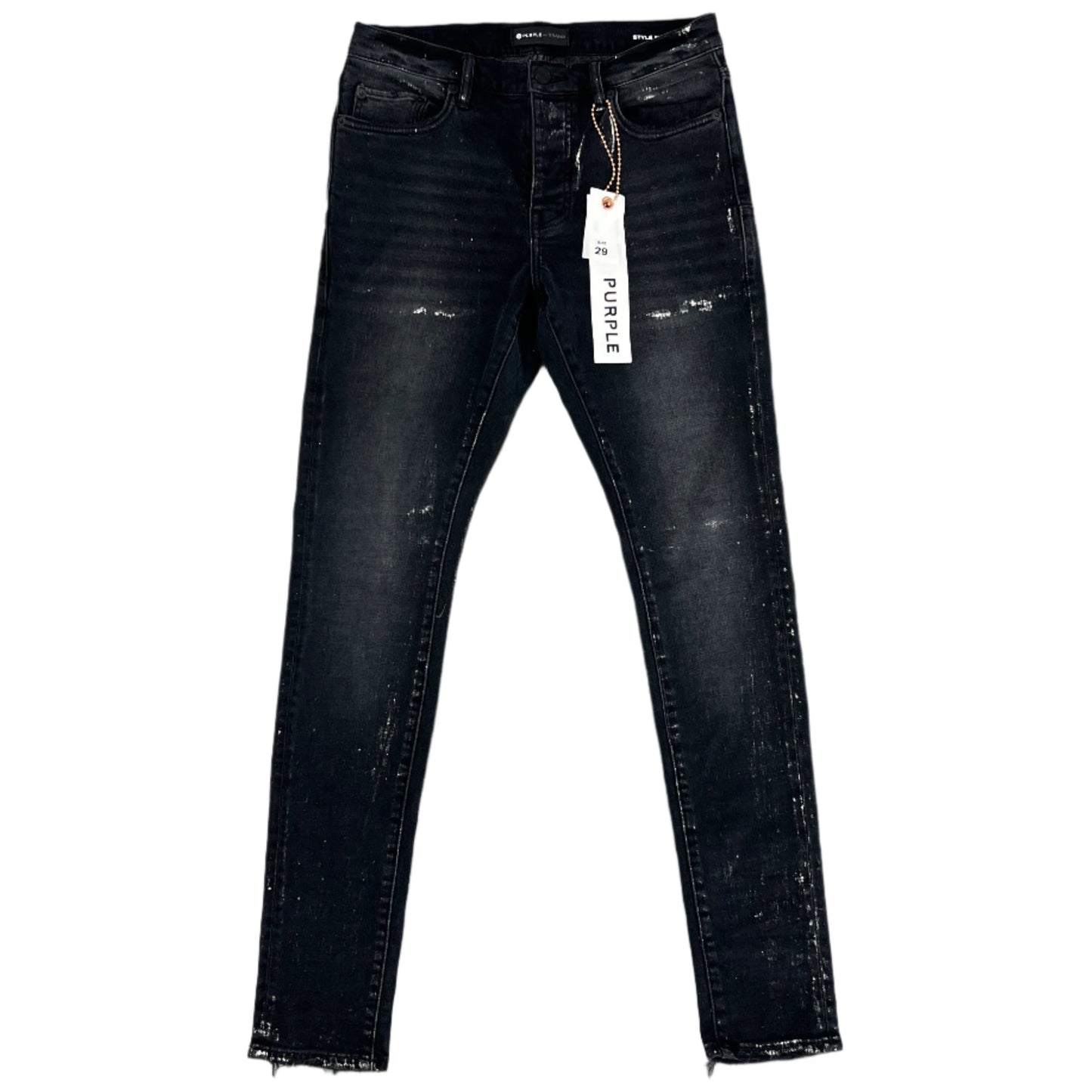 Purple Brand Painted Black Waxed Skinny Denim Jeans