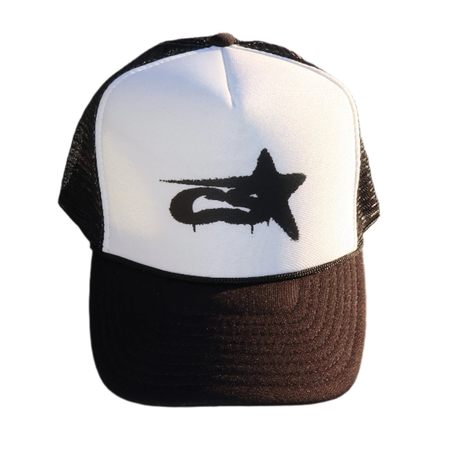 Cold Shoulder Star Sprayed Logo Trucker Hat