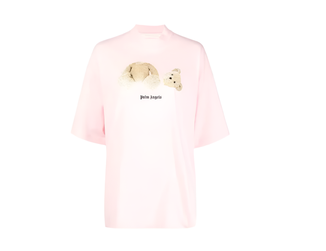 Palm Angels Bear-Print Cotton T-Shirt Light Pink