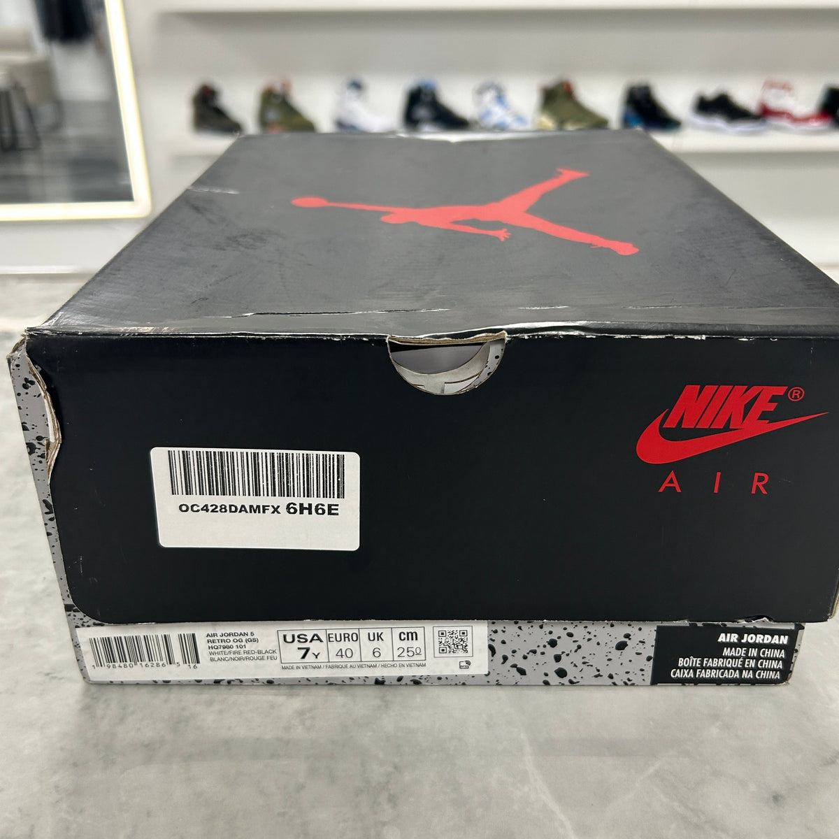 Jordan 5 Retro Fire Red Black Tongue (2025)(GS)(USED)