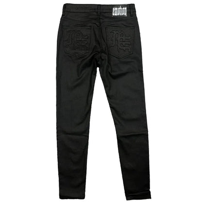 Mixed Emotions Blackout Wax Denim — back — Cold Shoulder Kicks Palm Beach