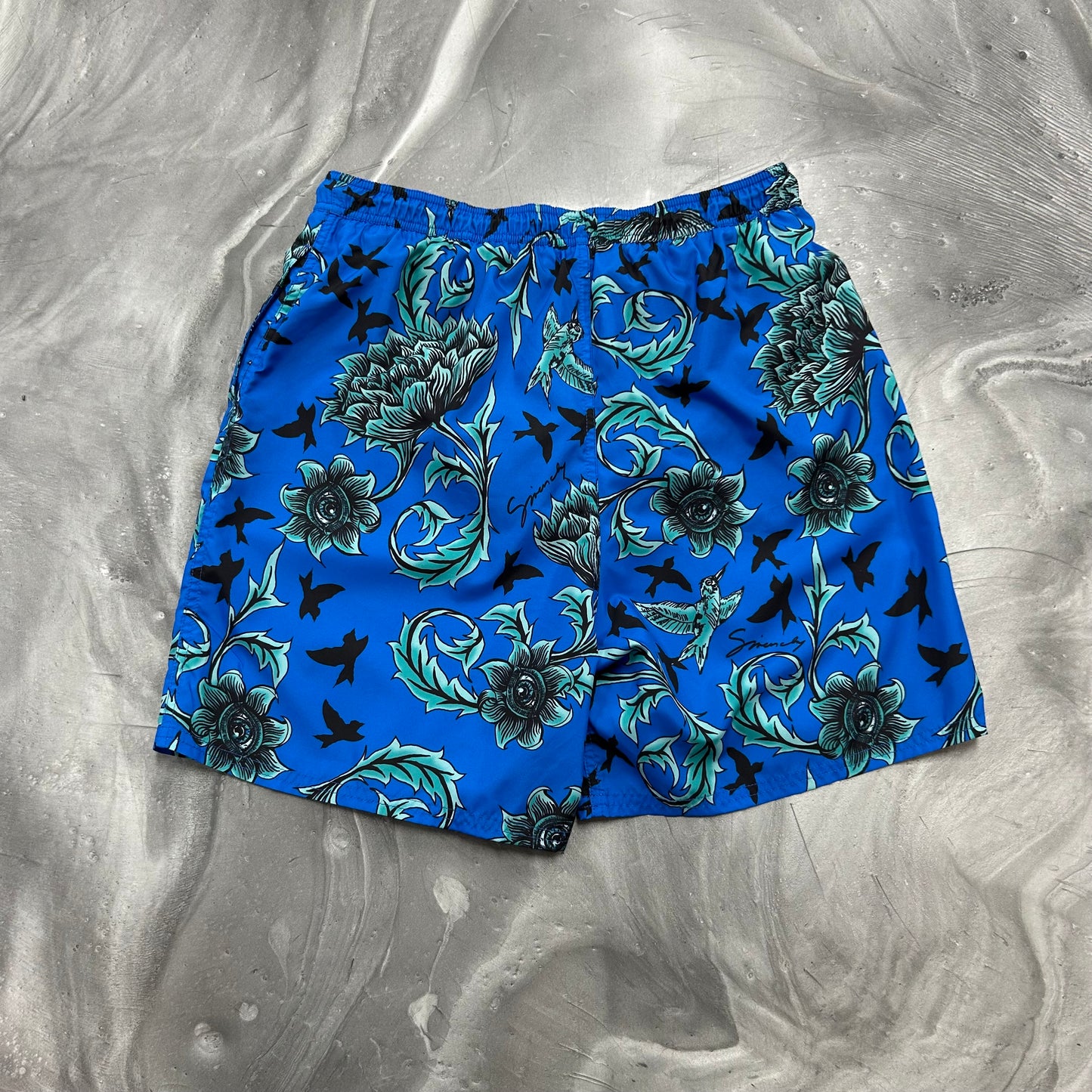 Givenchy Silk Printed Shorts Blue