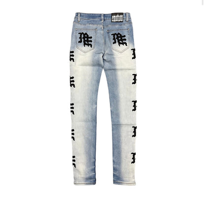 Mixed Emotion Monogram Light Blue Wash Denim