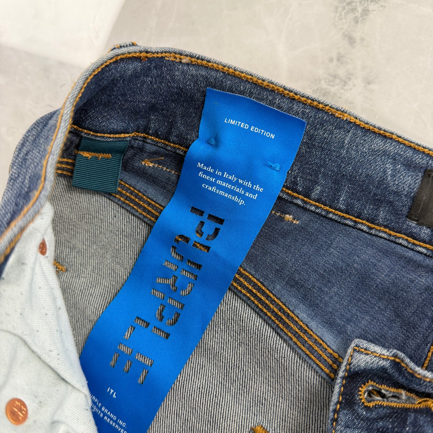 Purple Brand Limited Edition P001 Made In Italy Distressed Blue Denim Jeans