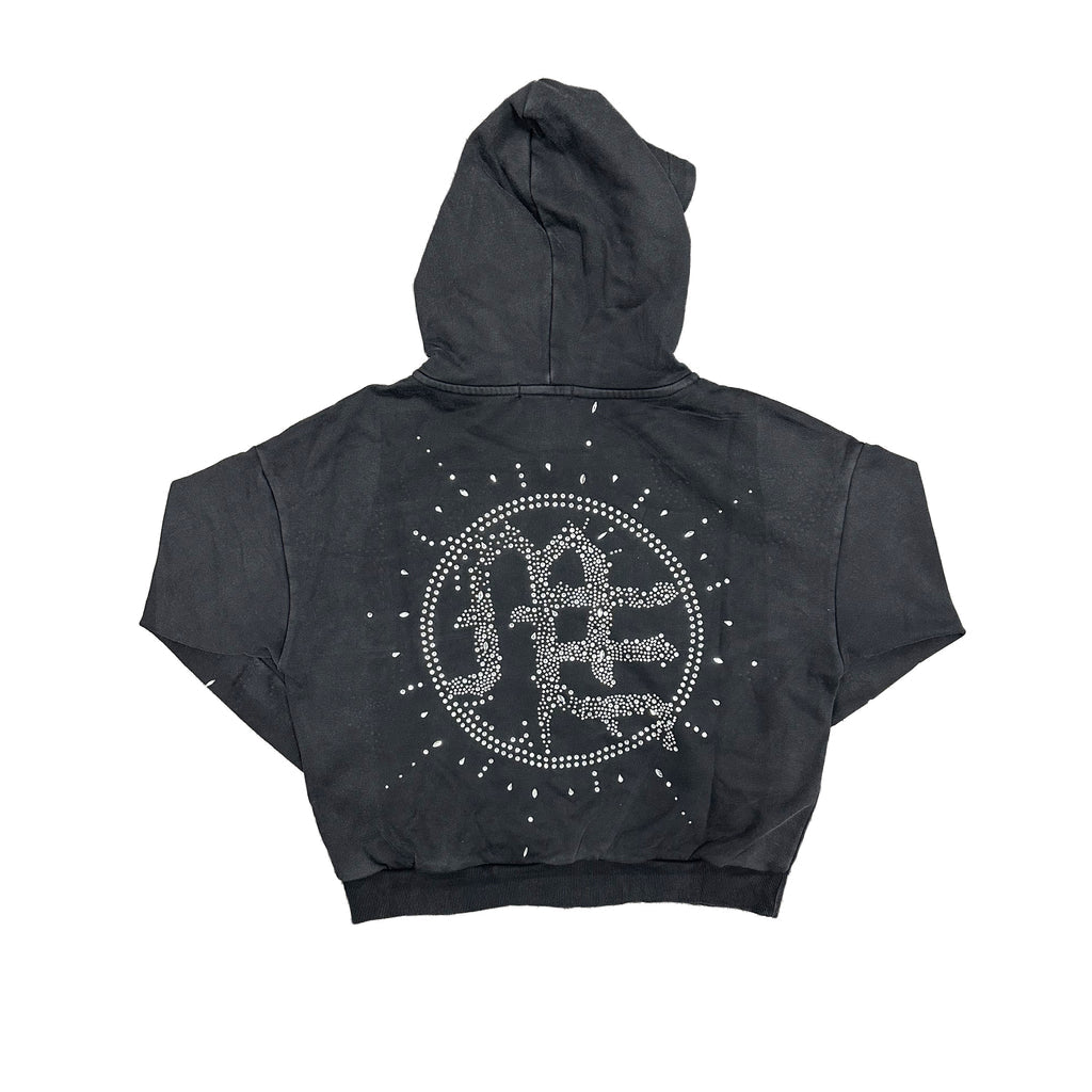 Mixed Emotion Eclipse Black Rhinestone Zip Up Hoodie