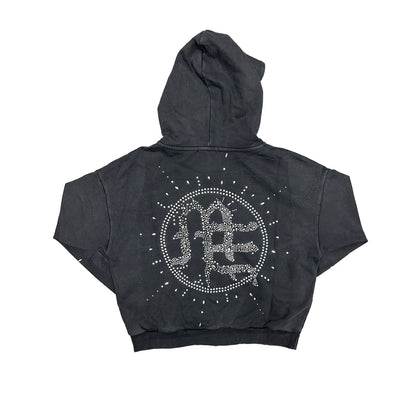 Mixed Emotion Eclipse Black Rhinestone Zip Up Hoodie