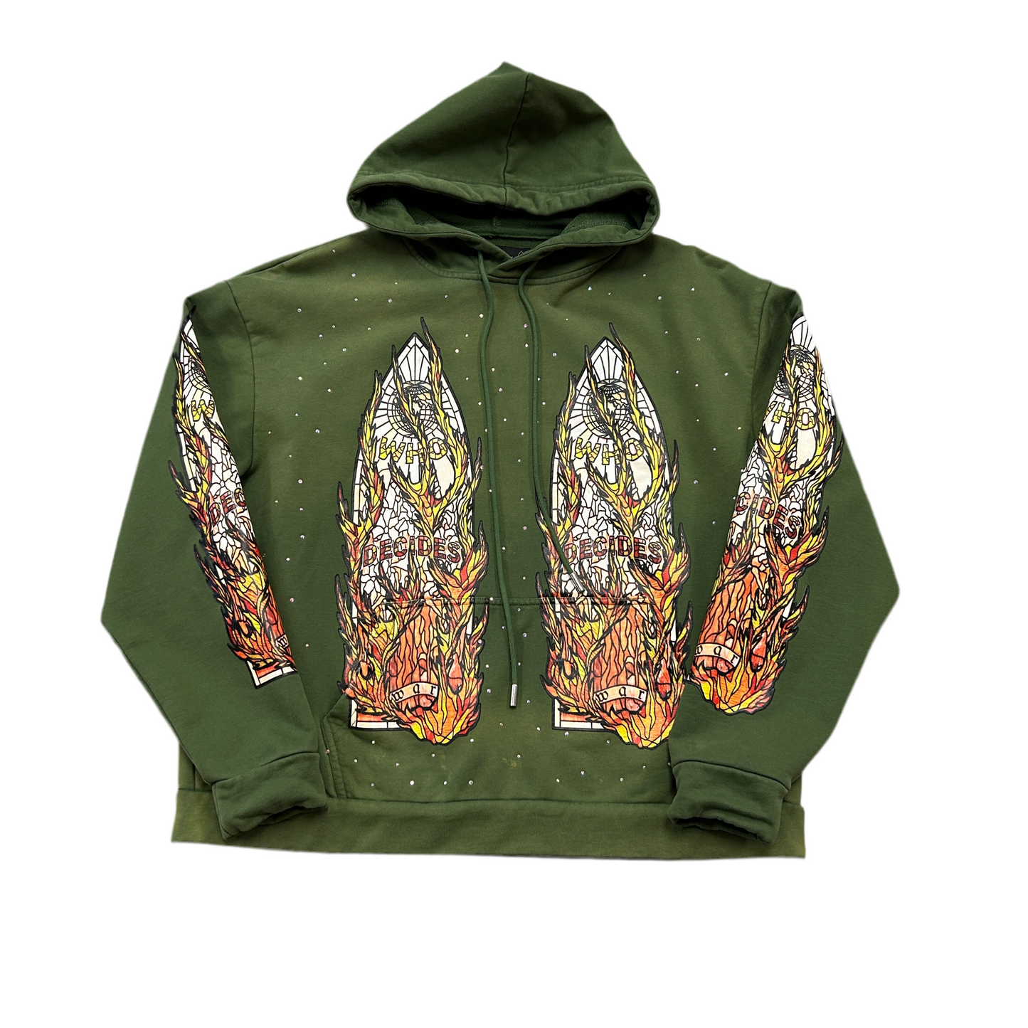 Who Decides War Flame Glass
Hooded Pullover Green