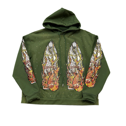 Who Decides War Flame Glass
Hooded Pullover Green