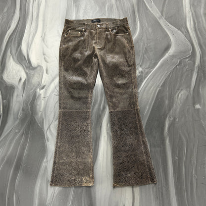 Purple Brand Brown Leather Flare Pants