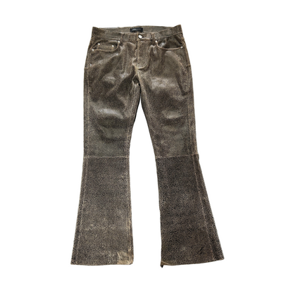 Purple Brand Brown Leather Flare Pants