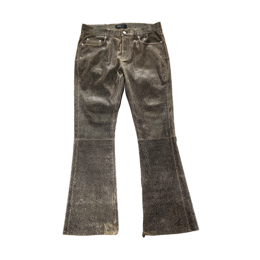 Purple Brand Brown Leather Flare Pants