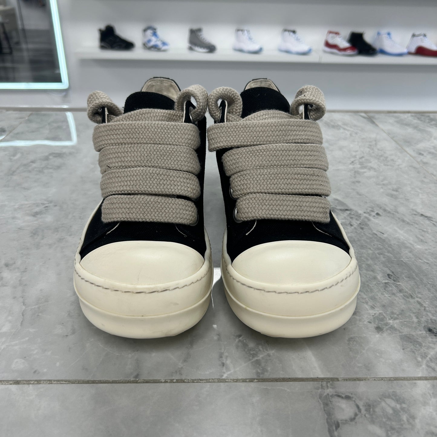 Rick Owens DRKSHDW Jumbo Lace Denim Ramone Low Black Milk (USED NO BOX)