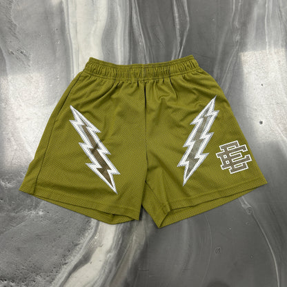 Eric Emanuel Green Lightning Bolt Mesh EE Shorts