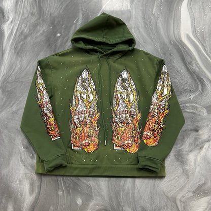Who Decides War Flame Glass
Hooded Pullover Green